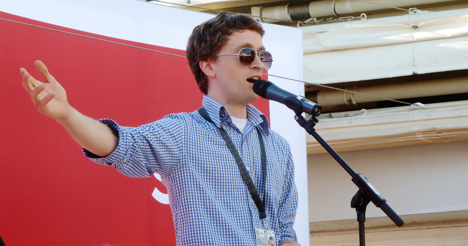 Peter Gerard speaking at the Cannes Film Festival